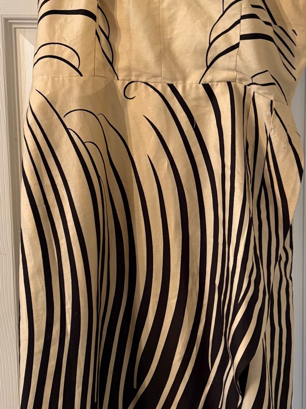 Moulinette Soeurs Black and Cream Striped Silk Dress